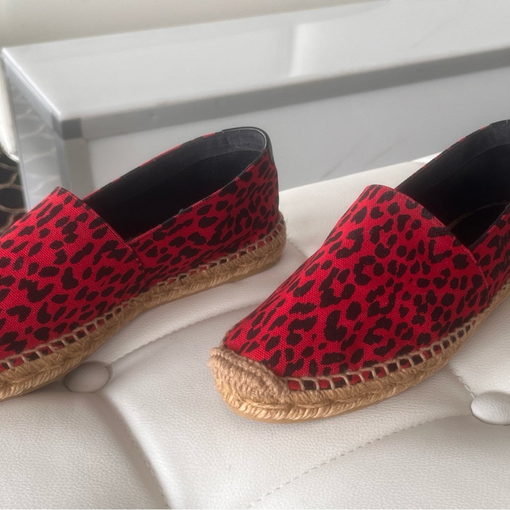 Saint Laurent leopard canvas espadrilles size 38